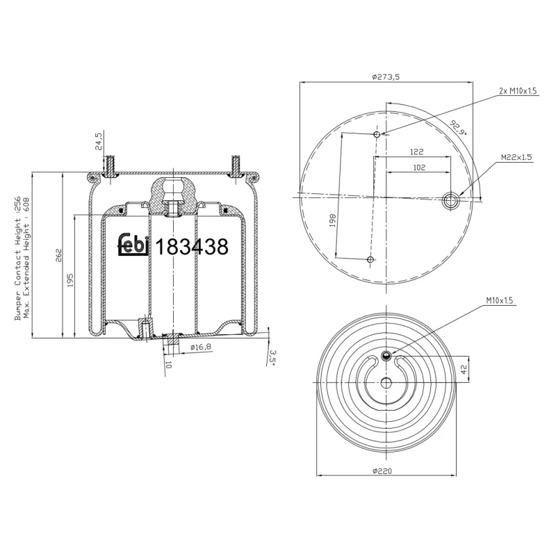 Image of FEBI BILSTEIN 183438 Boot, air suspension Front Axle Right Boot,air suspension (324)