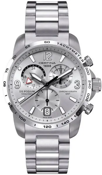 Certina Watch DS Podium Big Size Chrono GMT Quartz - Silver CRT-044