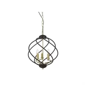 image of Flow 3 Light Spherical Pendant Matt Black, Dark Bronze, E14