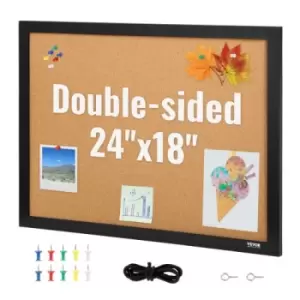 Image of VEVOR Cork Board, 24 x 18", Double-sided Bulletin Board with MDF Sticker Frame, Vision Board Includes 10 Pushpins, for Display and Decoration in Offic