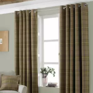 Image of Riva Paoletti Aviemore Heritage Tartan Check Faux Wool Lined Eyelet Curtains, Thistle, 90 x 72 Inch