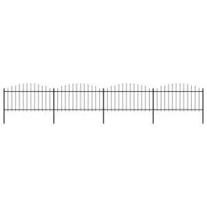 image of Vidaxl Garden Fence With Spear Top Steel (1.25-1.5)x6.8 M Black