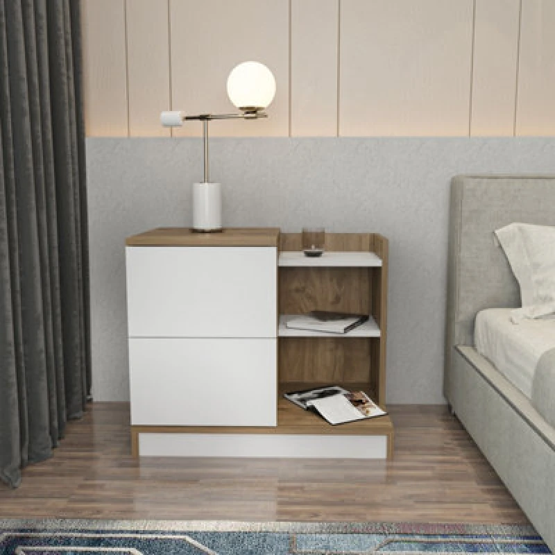 Image of Decorotika Rena Nightstand Bedside Table With Shelves