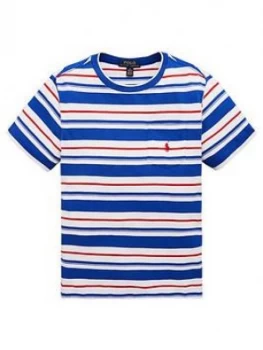 Image of Ralph Lauren Boys Short Sleeve Stripe Pocket T-Shirt - Blue/Multi