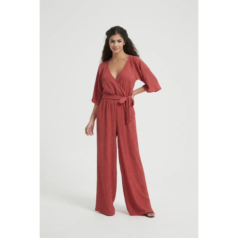Image of Be You Crinkle Jumpsuit - Red Red 8