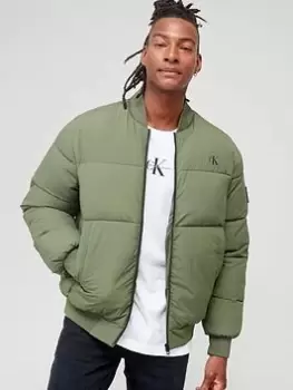 Image of Calvin Klein Jeans Commercial Bomber Jacket - Green , Green Size M Men