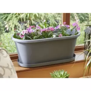 Image of 50cm Charcoal Plant Trough, Tray & Reservoir - Charcoal - Clever Pots