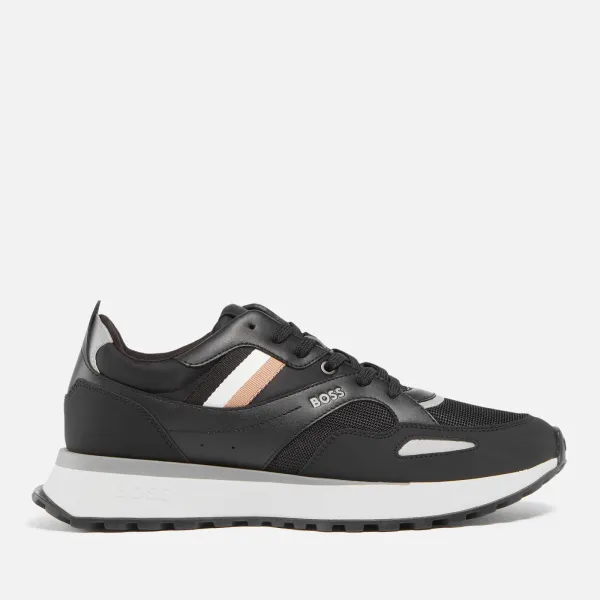 Image of BOSS Mens Jonah Runn Mesh and Faux Leather Trainers - UK 8