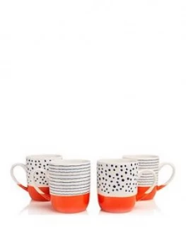 Image of Sabichi Tangerine Bone China Set Of 4 Mugs
