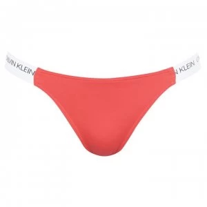 Image of Calvin Klein Logo Cheek Bikini Bottoms - Red XBG
