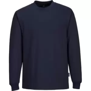 Image of Portwest Anti Static ESD Long Sleeve T Shirt Navy 2XL