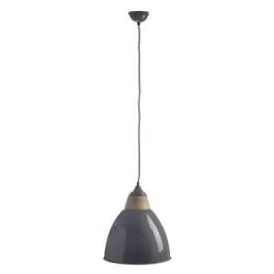 image of Premier Housewares Oslo Large Pendant Light in Iron/Wood - Grey