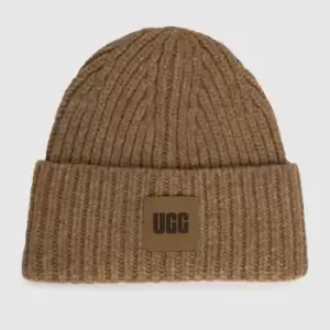 Image of UGG Beige & Brown Chunky Rib Beanie