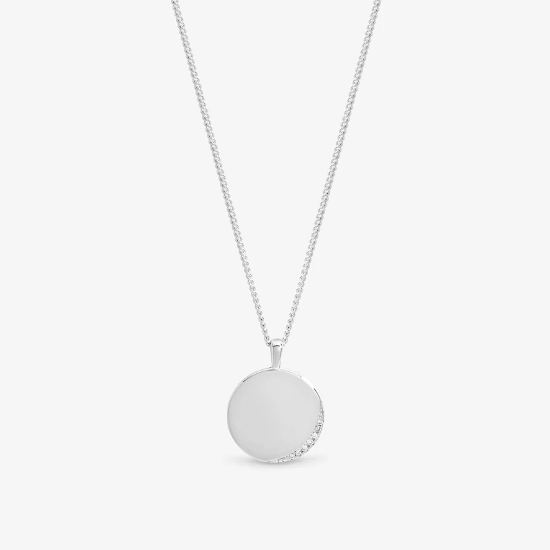 Image of Inicio Pave Edge Personalised Pendant - Gift Pouch Silver female One Size