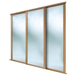 Image of Spacepro Shaker Mirrored Oak Effect 3 Door Sliding Wardrobe Door Kit (H)2260mm (W)2592mm