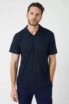 image of Short Sleeve Navy Textured Jonny Collar Polo