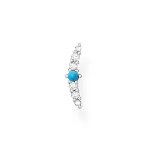 image of THOMAS SABO Silver Turquoise Curved Single Ear Stud