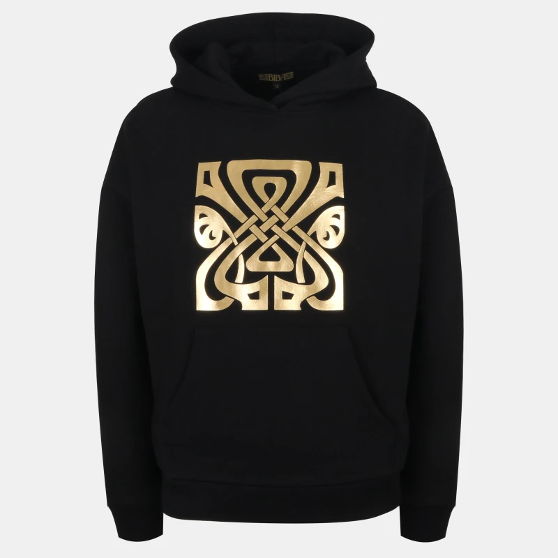 Image of Biba Womens Over-the-Head Logo Fleece Hoodie Black female 8 (XS)