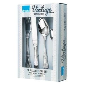 image of Amefa Vintage Kings 16 Piece 4 Person Cutlery Set - Gift Boxed