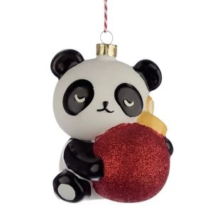 Image of Panda Glass Christmas Bauble Decoration