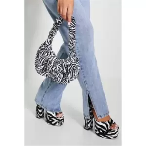 Image of I Saw It First White Ruched Zebra Handle Grab Bag - White