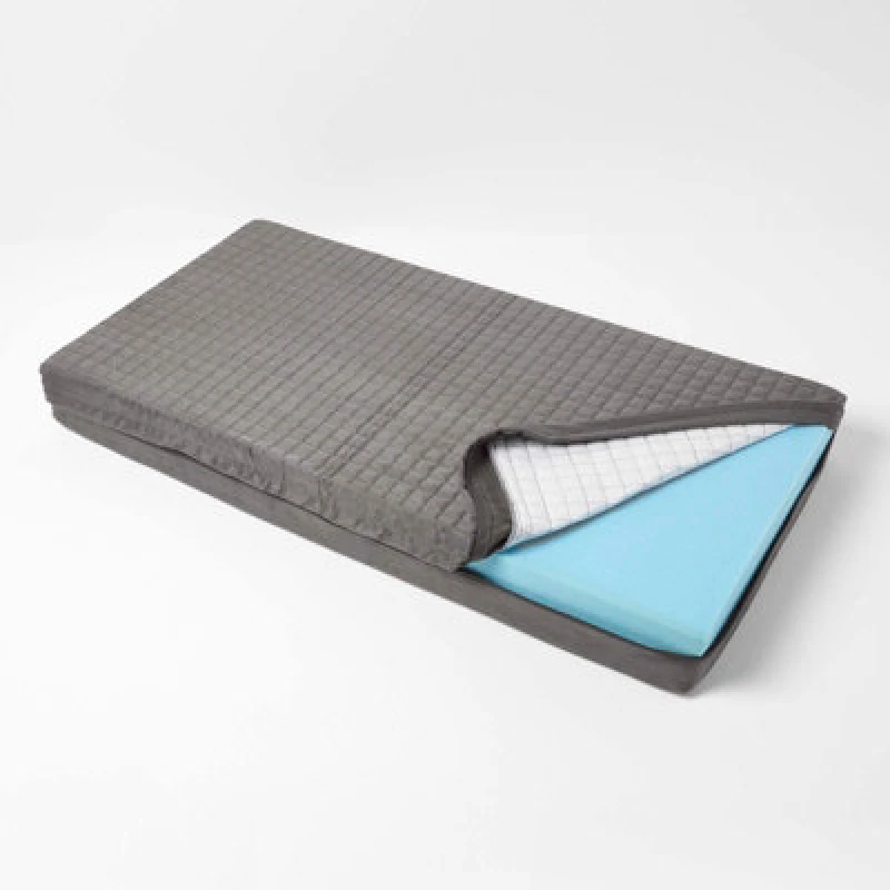 Image of Homescapes Grey Quilted Polyester 2 Seater Orthopaedic Booster Cushion Cover