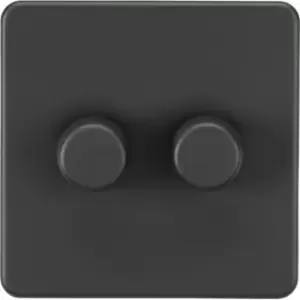 image of MLA Knightsbridge 2 Gang 2-Way 10-200W Trailing Edge Dimmer Anthracite - SF2182AT