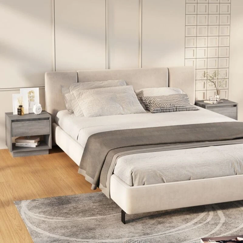 Image of VIDAXL Bedside Cabinets 2 pcs Grey Sonoma 45x34x44cm Engineered Wood Vidaxl 8720286836682