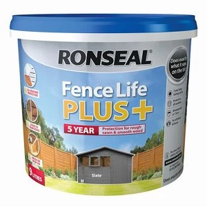 Image of Ronseal Fence life plus Slate Matt Fence & shed Wood treatment 9L