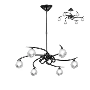 image of Fragma Telescopic Semi Flush Convertible 6 Light G9, Black Chrome