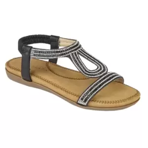 Image of Cipriata Womens/Ladies Nicole Diamante Elasticated Halter Back Sandals (6 UK) (Black)
