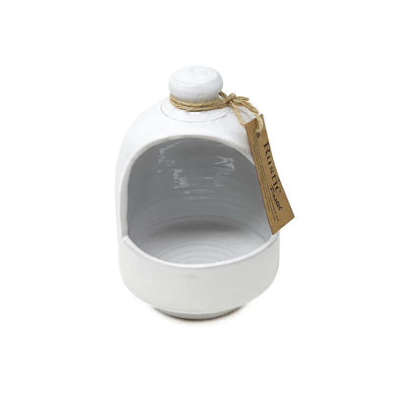 Image of Verano Spanish Ceramics Rustic Pastel Fully Dipped Terracotta Kitchen Dining Salt Pig White (D) 11Cm