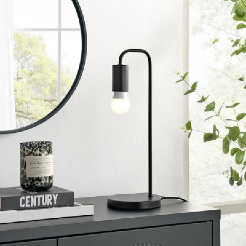 Image of FurnitureboxUK FurnitureboxUK Lola Exposed Bulb Modern Industrial Table Desk Lamp in Black One Size Unisex 5060661186296
