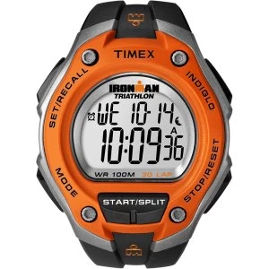 image of Timex T5K529 Mens Ironman Triathlon Digital Watch Black Orange