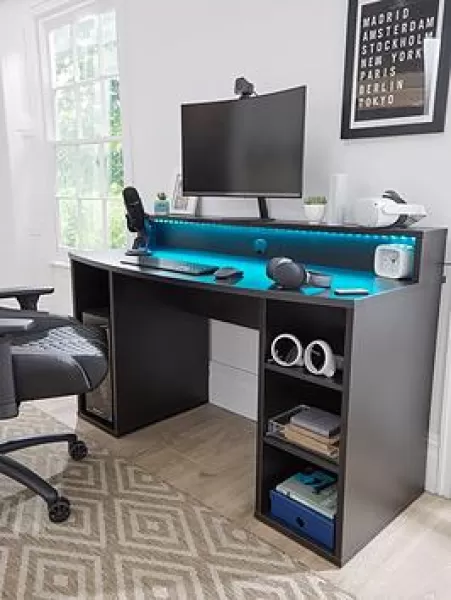 Image of Very Home Ayo Compact Gaming Desk With Colour Changing Leds - Fsc Certified