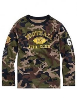 image of Ralph Lauren Boys Long Sleeve Camo Print T-Shirt - Multi