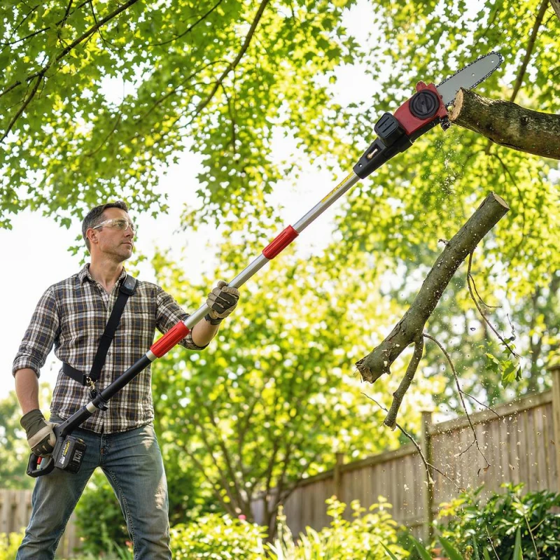 Image of OUTSUNNY Cordless Pole Chainsaw, 1.94m/2.56m Electric Chainsaw in Black Unisex