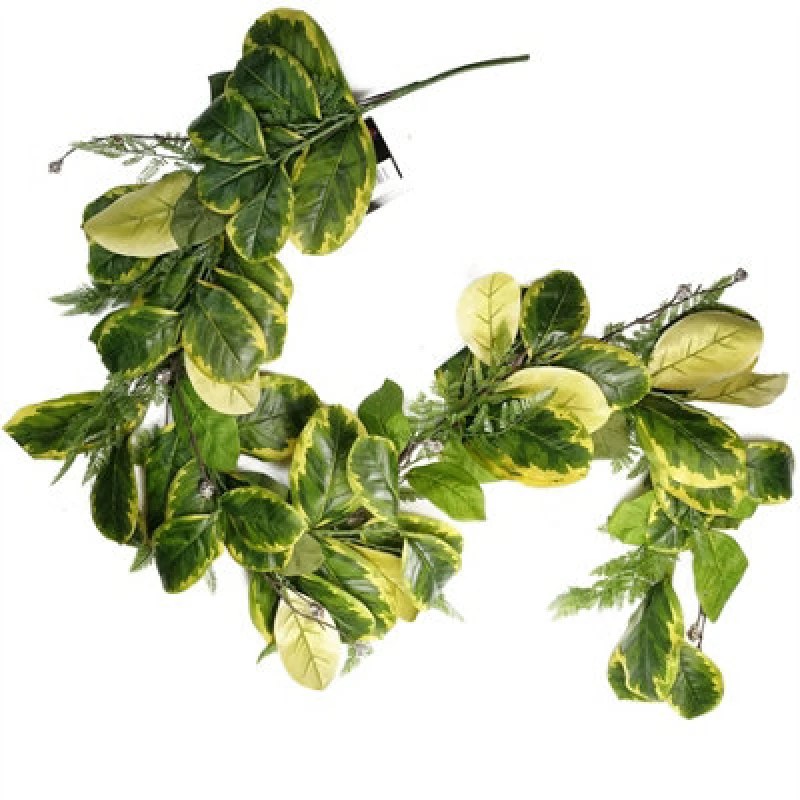 Image of Leaf 180cm Artificial Garland Hanging Trailing Golden Ficus Plant Yellow
