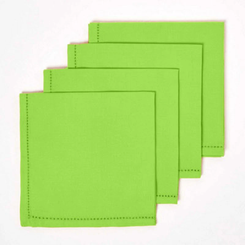 Image of Homescapes Cotton Fabric 4 Napkins Set Lime
