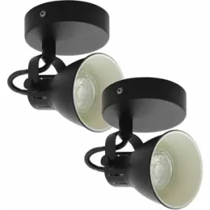 image of Loops - 2 pack Wall Light 1 Spot Colour Black Steel Pivot Shade GU10 1x3.3W Included