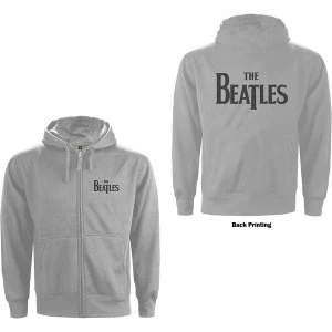 image of The Beatles - Drop T Logo Unisex Large Hoodie - Grey