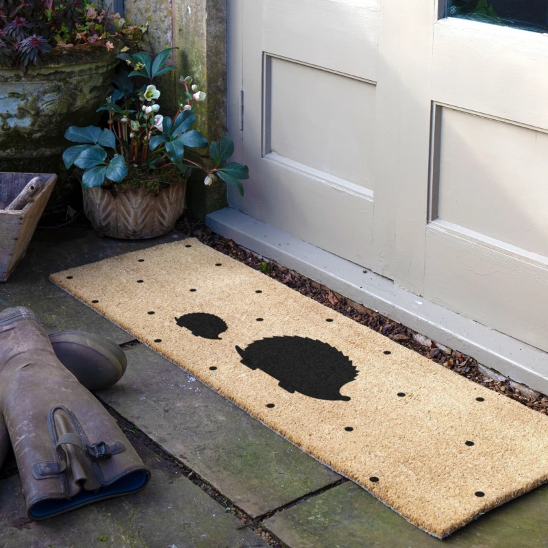 Image of Artsy Mats Hedgehog Spots Double Door Mat Beige unisex