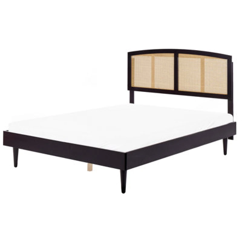 Image of Beliani Bed Rattan Varzy 160 X 200 Cm (Eu King Size) Black