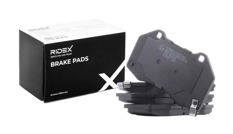 Image of RIDEX 402B1102 Brake pad set Front Axle, with acoustic wear warning, without accessories Brake Pad Set,disc brake (402)