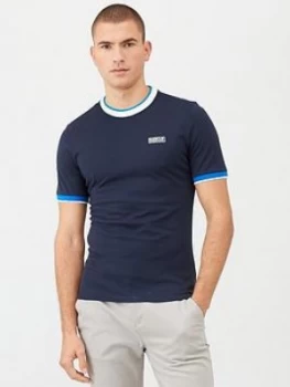 Image of Barbour International Filter Contrast Collar T-Shirt - Navy