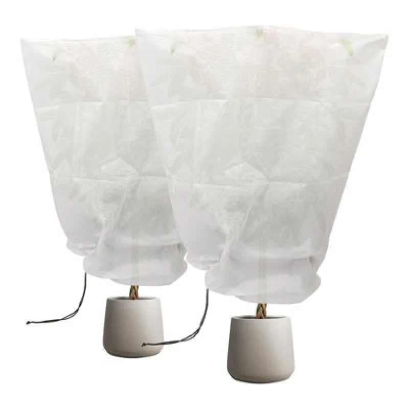 Image of Harbour Housewares Plant Fleece Frost Protection Covers With Drawstring - 80Cm X 120Cm - Pack Of 2