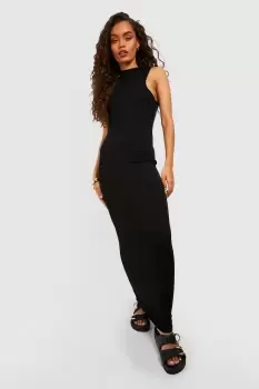 image of Basics Racer Neck Maxi Dress