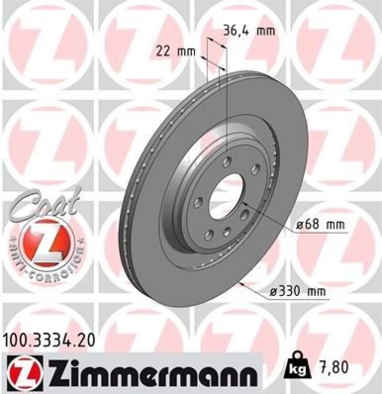 Image of ZIMMERMANN Brake disc ZIMMERMANN 100.3334.20