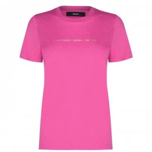 image of Diesel Small Logo T Shirt - 3BA Pink