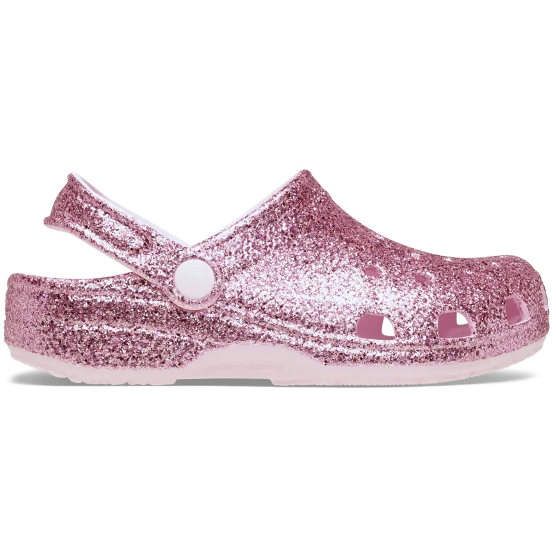 Image of Crocs Kids Classic Chunky Glitter Clogs Pink Milk J1